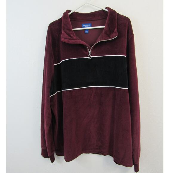 NWT Arizona Jean Co. XXL Men’s Retro Velour Mock Neck Sweatshirt Autumn Burgundy - Picture 1 of 5